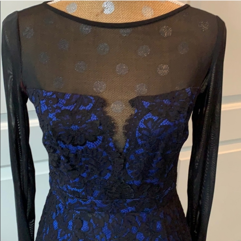 Monique Lhuillier royal and black lace dress! - Picture 2 of 6